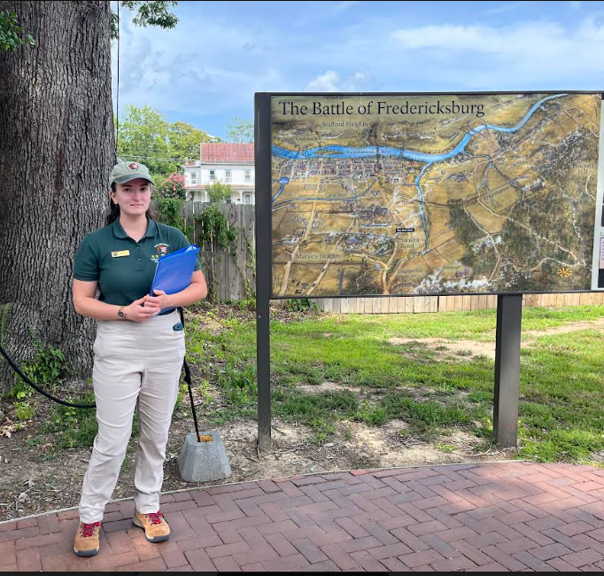 VT student Jillian Sasso working as a Historical Interpretation and Education Intern at Fredericksburg and Spotsylvania National Military Park, thanks to a funded internship from Virginia Center for Civil War Studies.