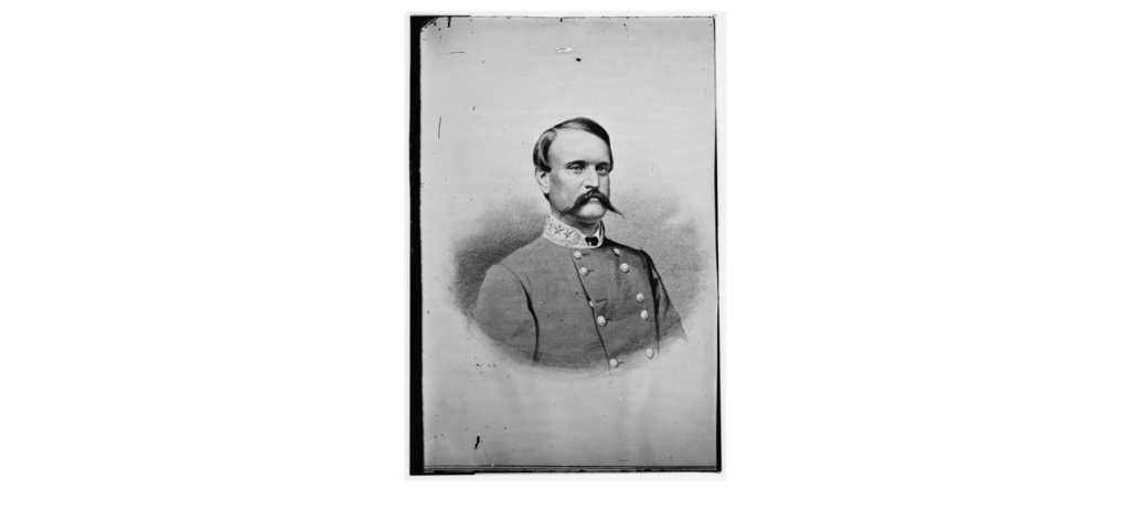 Photograph shows a half-length portrait of Confederate General John Cabell Breckinridge.